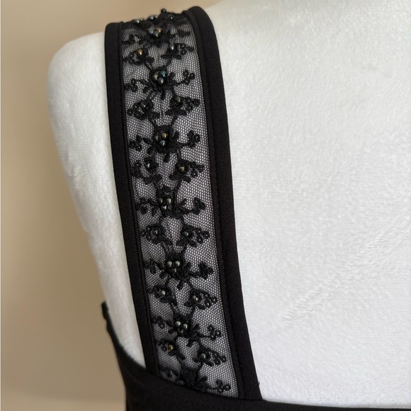 🎾MUST GO OR GONE Black Beaded Sheer Strappy Tank Top - Picture 6 of 6